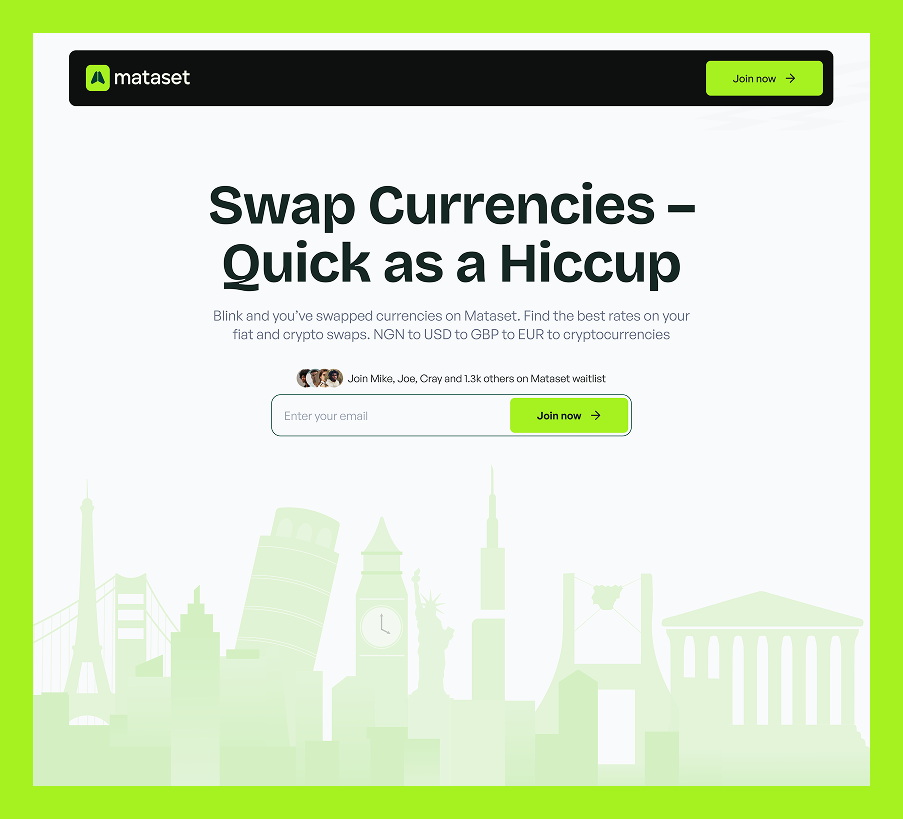 Mataset Landing Page